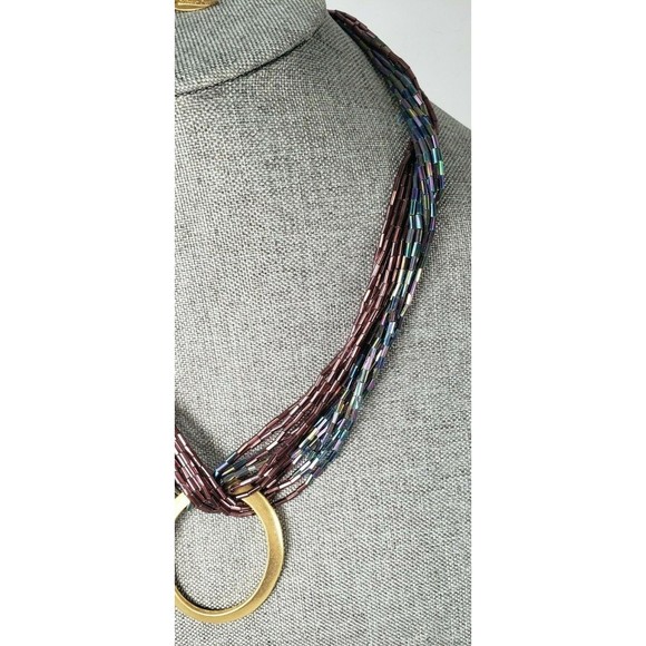 COLDWATER CREEK Iridescent Purple & Blue Glass Torsade 22 Inch Necklace - Picture 9 of 12